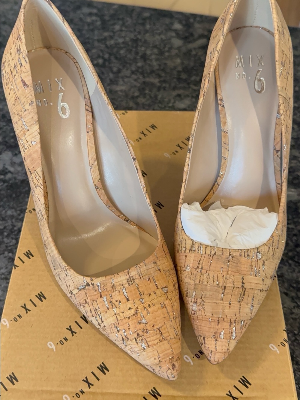 Mix No. 6 Pointed-Toe Cork Pumps in Natural Tan
